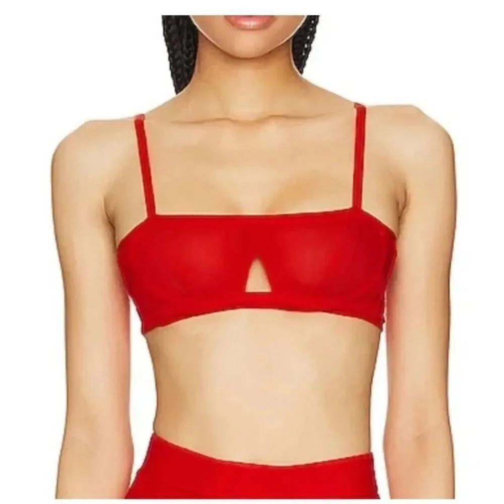 We Are HAH Mesh Underwire Bra in Blood Orange